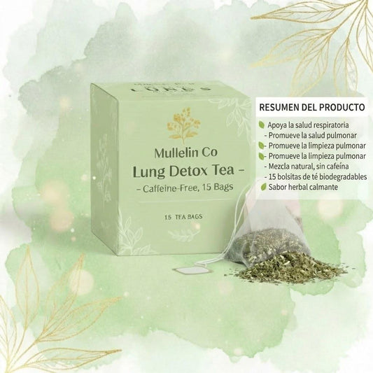 Té Detox para Pulmones Mullein & Co – Sin Cafeína, 15 Bolsitas